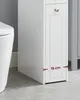A narrow white cabinet with a drawer handle is shown next to a toilet, with a measurement indicator of 18 cm. Náhled obrázku produktu