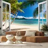 Vlies fototapete Blick aus dem Fenster Palm Beach Tropisch Produktbild-Vorschau 2