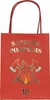 A red gift bag with gold lettering and graphics related to firefighters. Podgląd zdjęcia produktu