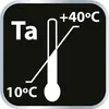A graphic indicating the operating temperature range of a product. Produktbild-Vorschau
