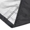A close-up view of the corner of a black and silver tarp or cover, showing the stitching and material. Náhľad obrázku produktu