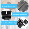 Collage of close-up shots and descriptive text highlighting features of a laser level mount. Produktbild-Vorschau