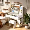 Make-up tafel met LED-verlichting en spiegel, met Productafbeelding-voorbeeld 2