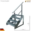 A galvanized steel staircase with a handrail, shown against a white background with dimensions indicated. Produktbild-Vorschau