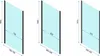Three diagrams of shower screens with dimensions indicated. Produktbild-Vorschau