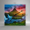 Wanduhr - Quadrat - Glasuhr - Sonnenuntergang Wasserfall Produktbild-Vorschau 3