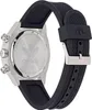 The back of a black and silver Adidas watch with a rubber strap. Voir les images du produit