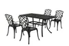 A black metal dining set with a rectangular table and four chairs, displayed on a white background. Náhled obrázku produktu