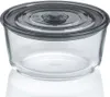 A clear glass food storage container with a gray lid. Anteprima dell’immagine prodotto