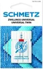 A package of Schmetz sewing machine needles, specifically Universal Twin needles, set against a textured blue background. Náhled obrázku produktu