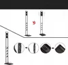 Collage showing a floor stand for electronic devices and close-ups of its mounting mechanism. Voir les images du produit