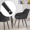 A close-up view of the adjustable foot of a black chair leg, with a larger view of the chair in the background. Produktbild-Vorschau