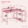 L-vormige bureau met stalen frame en hoofdtelefoonhouder Productafbeelding-voorbeeld 3