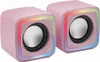 Two pink cube-shaped speakers with RGB lighting. Náhľad obrázku produktu