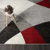 Kurzflor Teppich Geometrisch Muster Meliert Beige Grau Rot, Produktbild-Vorschau 5