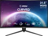 A curved gaming monitor with promotional text and graphics. Produktbild-Vorschau