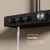 Close-up of a black shower control panel with water flowing from a spout. Anteprima dell’immagine prodotto