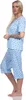 Damen Pyjama 3/4 Hose & Shirt mit Blumenmuster; Blau/L/40 Produktbild-Vorschau 3