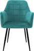 A teal upholstered chair with black metal legs, presented against a white background. Náhľad obrázku produktu