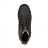 A top-down view of a single black hiking boot with orange laces and accents against a white background. Voir les images du produit