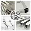 A collage of images showcasing the components and features of a ceiling clothes dryer, including assembly parts, a close-up of the mechanism, a hanging system, and aluminum profiles. Voir les images du produit