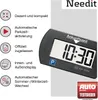 A product image showcasing an electronic parking disc with various features highlighted by icons and text. Produktbild-Vorschau