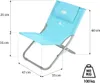 A blue folding camping chair with dimensions and weight limit indicated. Anteprima dell’immagine prodotto