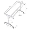 A technical drawing of a white and gray metal table frame with dimensions indicated by lines and numbers. Náhľad obrázku produktu
