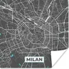 MuchoWow® Poster Mailand - Stadtplan - Blau - Karte 100x100 Produktbild-Vorschau 1