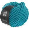 A ball of turquoise yarn with a black label. Produktbild-Vorschau