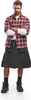 A man wearing a plaid shirt and a kilt, standing against a white background. Produktbild-Vorschau