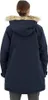 Back view of a woman wearing a dark blue parka. Podgląd zdjęcia produktu