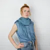 Baumwolltuch - blau - petrol Lurex silber - quadratisches Produktbild-Vorschau 8
