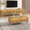 Merax LED-Möbelset, Wohnwand-Set 2-teilig, TV-Schrank 4 Produktbild-Vorschau 3