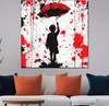 Abstrakt Kind mit rotem Regenschirm Leinwandbild Wandbild Produktbild-Vorschau 3