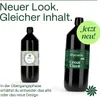 Two bottles of product are shown, one with an older label and one with a new label, against a white background. Text overlays announce a "New Look. Same Content." and "Now new!". Produktbild-Vorschau