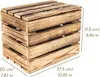 A stack of wooden crates with dimensions indicated by text overlays. Produktbild-Vorschau