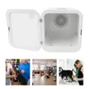 A collage of images showing a pet dryer, people interacting with dogs, and dogs in a room. Náhled obrázku produktu