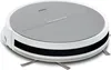 A white and gray robot vacuum cleaner is shown from a slightly elevated side angle on a white background. Produktbild-Vorschau