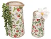 Deko Vase Krug VINTAGE Erdbeeren antik weiß grün rot H. Produktbild-Vorschau 5