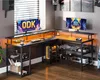ODK Gaming Tisch LED Eckschreibtisch Kohlefaser Schwarz Produktbild-Vorschau 7