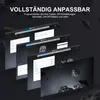 Screenshots of software interfaces are layered over a dark background with asteroid-like objects. Produktbild-Vorschau