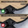Comparison of two table tops, one with 12mm HPL and the other with 8mm HPL, with text in multiple languages indicating 'Our product' versus 'Other sellers'. Produktbild-Vorschau