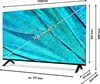 A television with dimensions and screen size indicated by overlaid text and lines. Produktbild-Vorschau