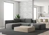 A modern living room with a sectional sofa, coffee table, and a view into a kitchen area. Anteprima dell’immagine prodotto