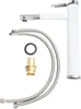 A white and chrome faucet with attached hoses and mounting hardware on a white background. Produktbild-Vorschau