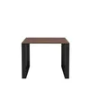 A studio shot of a table with a brown wooden top and black legs, isolated on a white background. Náhled obrázku produktu