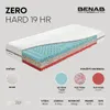 A cross-section of a mattress showing its internal layers, with text and material swatches detailing its features. Produktbild-Vorschau
