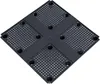 A black plastic raised garden bed base with a diamond pattern of perforations and circular holes. Produktbild-Vorschau