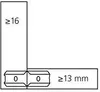 Diagram showing measurements for a corner joint. Produktbild-Vorschau